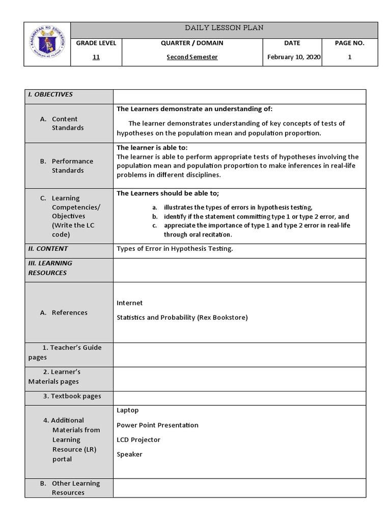 Lesson Plan-Errors | PDF | Lesson Plan | Applied Psychology