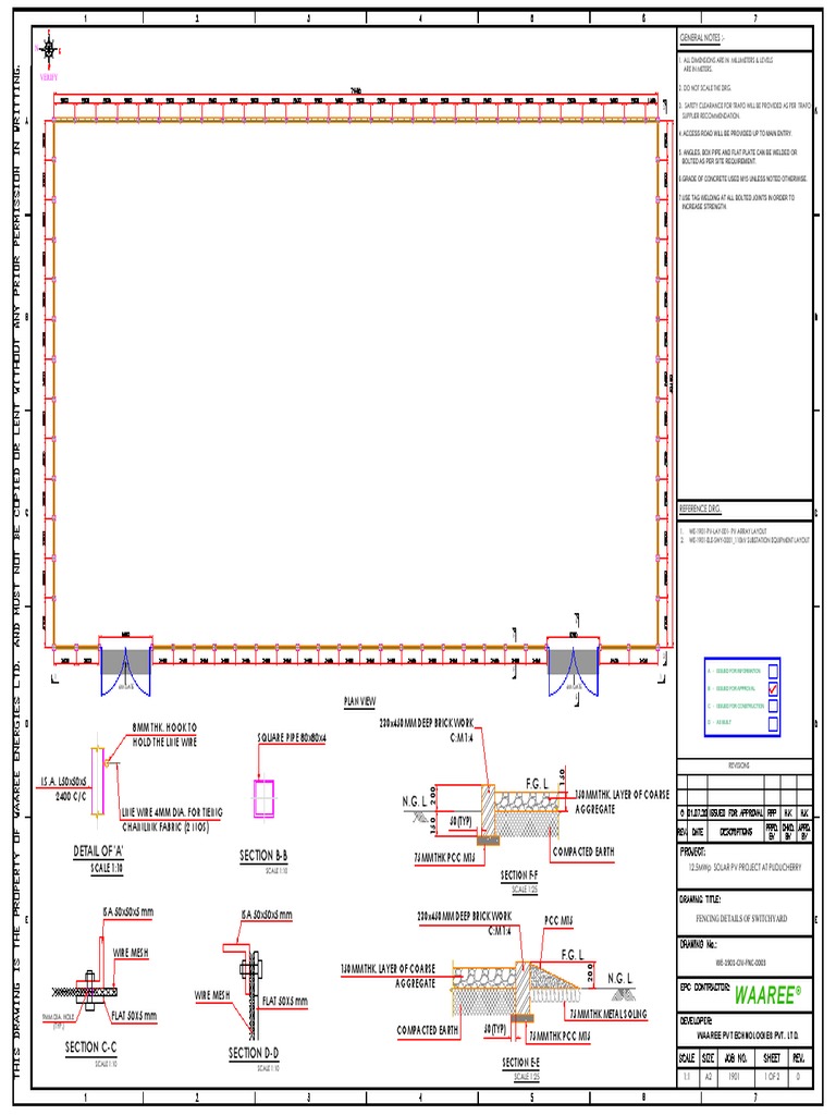 We-1901-Civ-Fnc-0003 - R0 - Fencing Details of Switchyard PDF | PDF ...