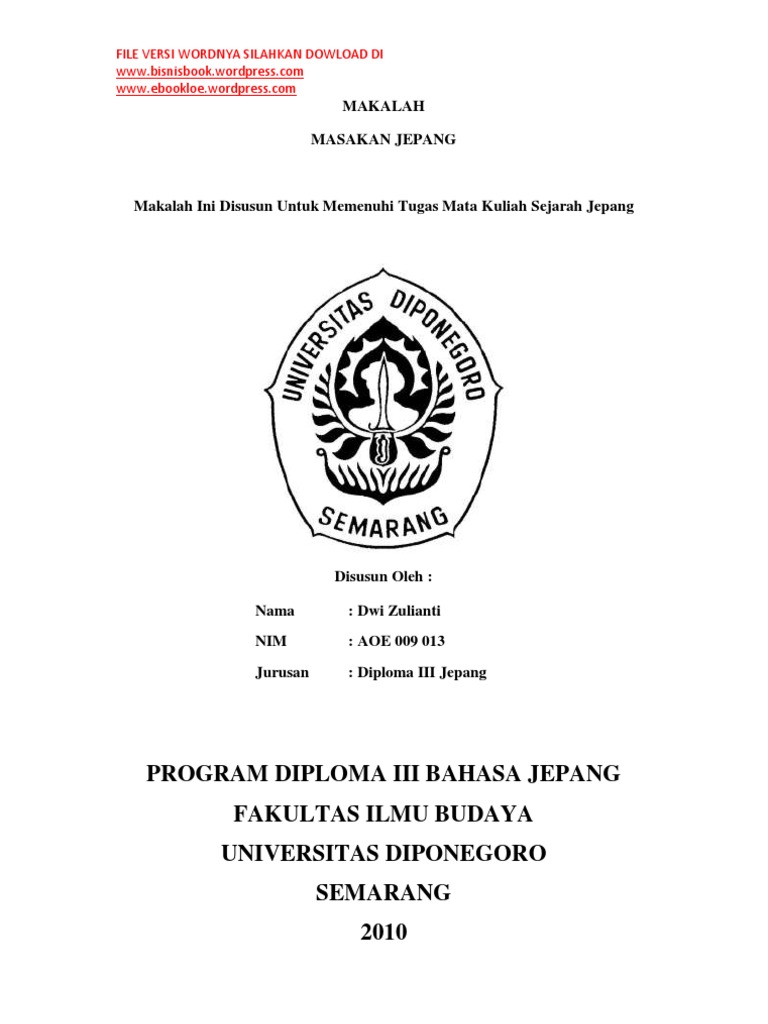 MAKALAH masakan jepang