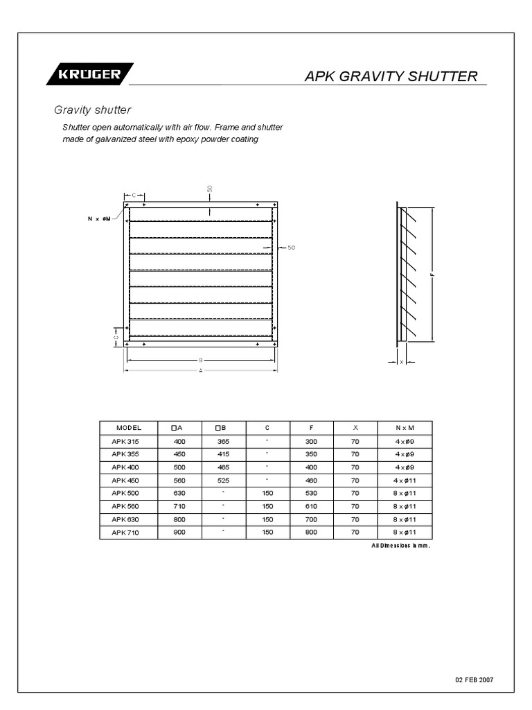Automatic Airflow Gravity Shutter Models | PDF