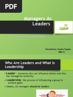 Managers As Leaders: Presented By: Zunaira Tauqeer (BBA-3)