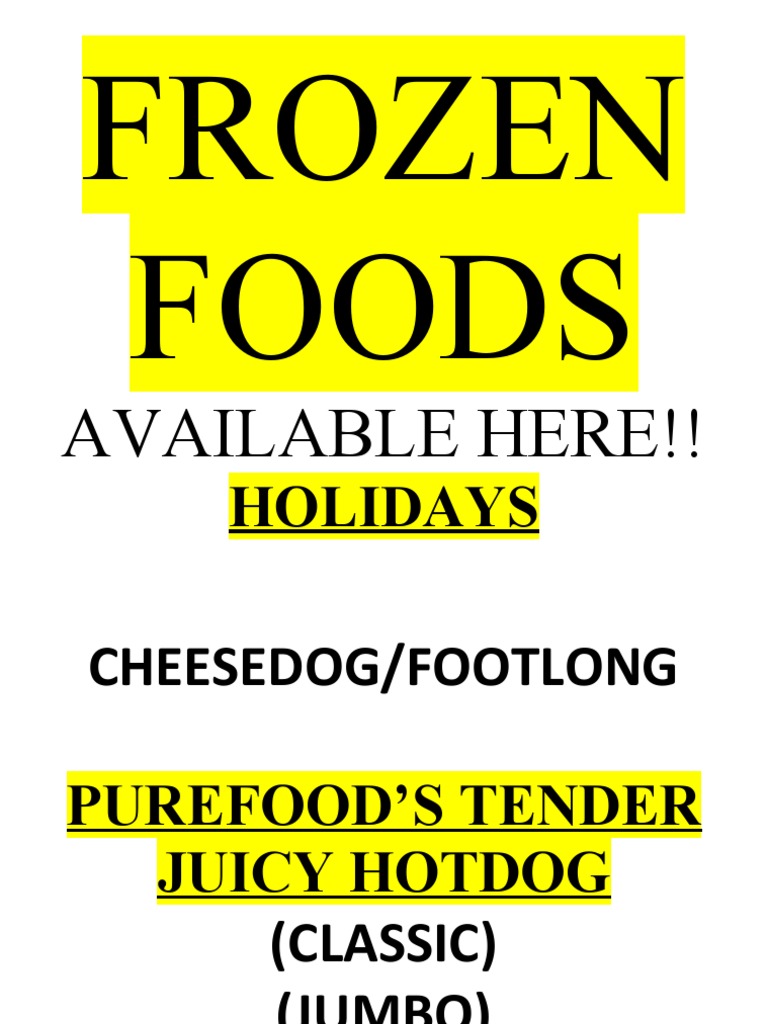 Frozen Foods Available Here PDF