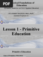 Historical Foundations of Education (: Primitive, Sumerian and Early Egyptian Education)