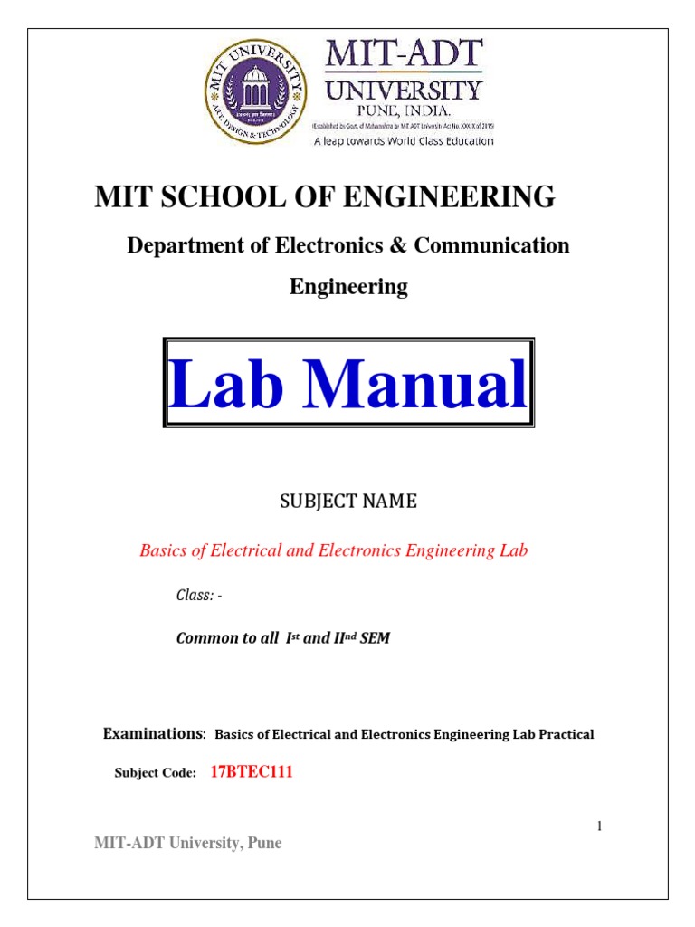 Basics of Electrical Engineering Lab Manual | PDF | Electronic Circuits ...