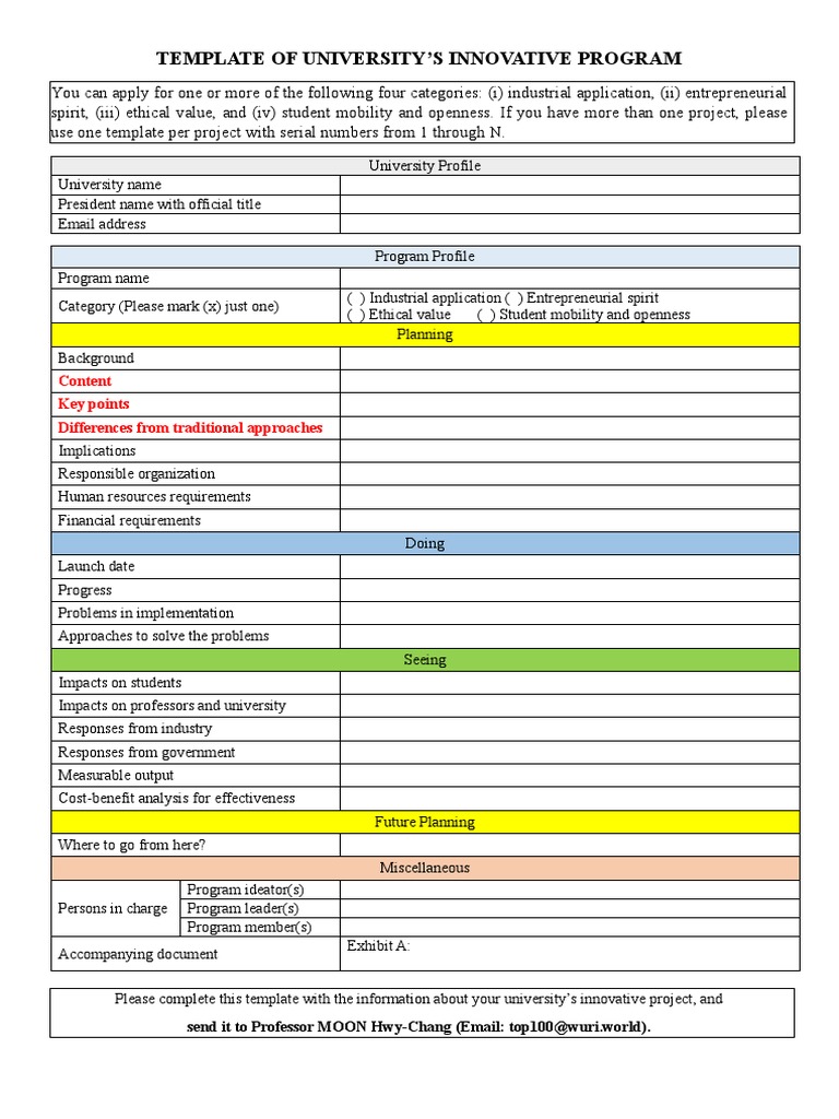 WURI Innovative Program Application Template | PDF | Cost–Benefit ...