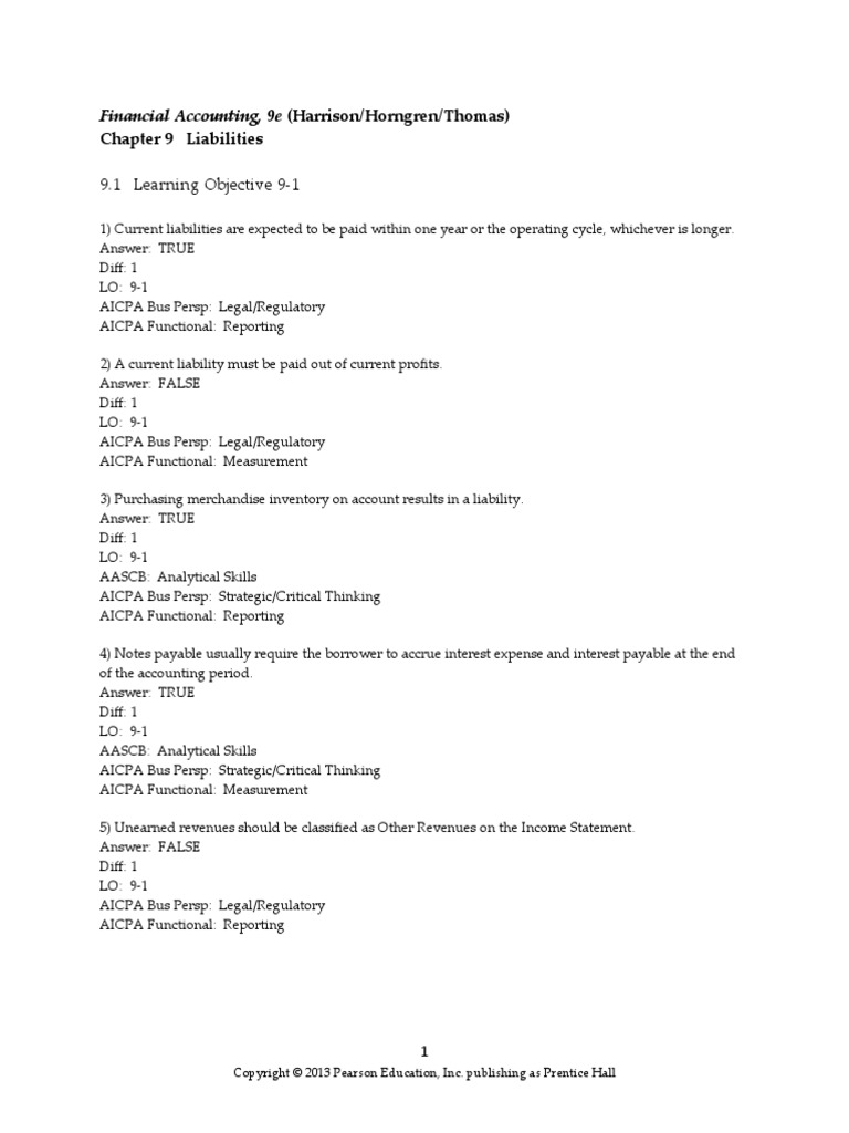 9.1 Learning Objective 9-1: Chapter 9 Liabilities | PDF | Bonds ...