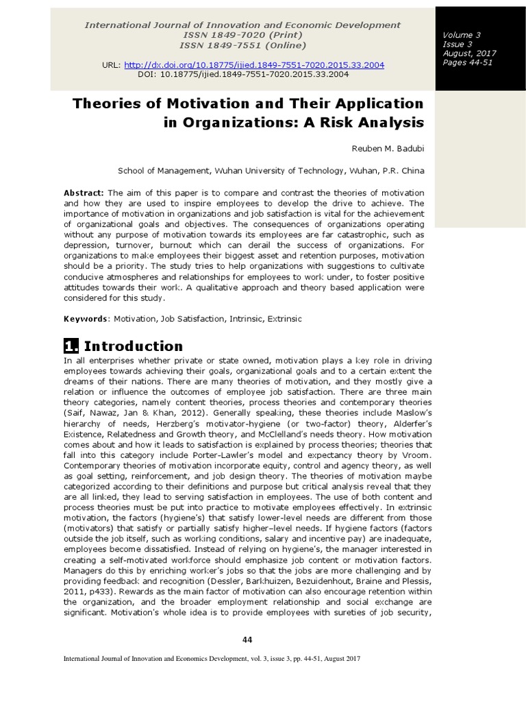 Motivation Theories in Organizations | PDF | Motivation | Motivational