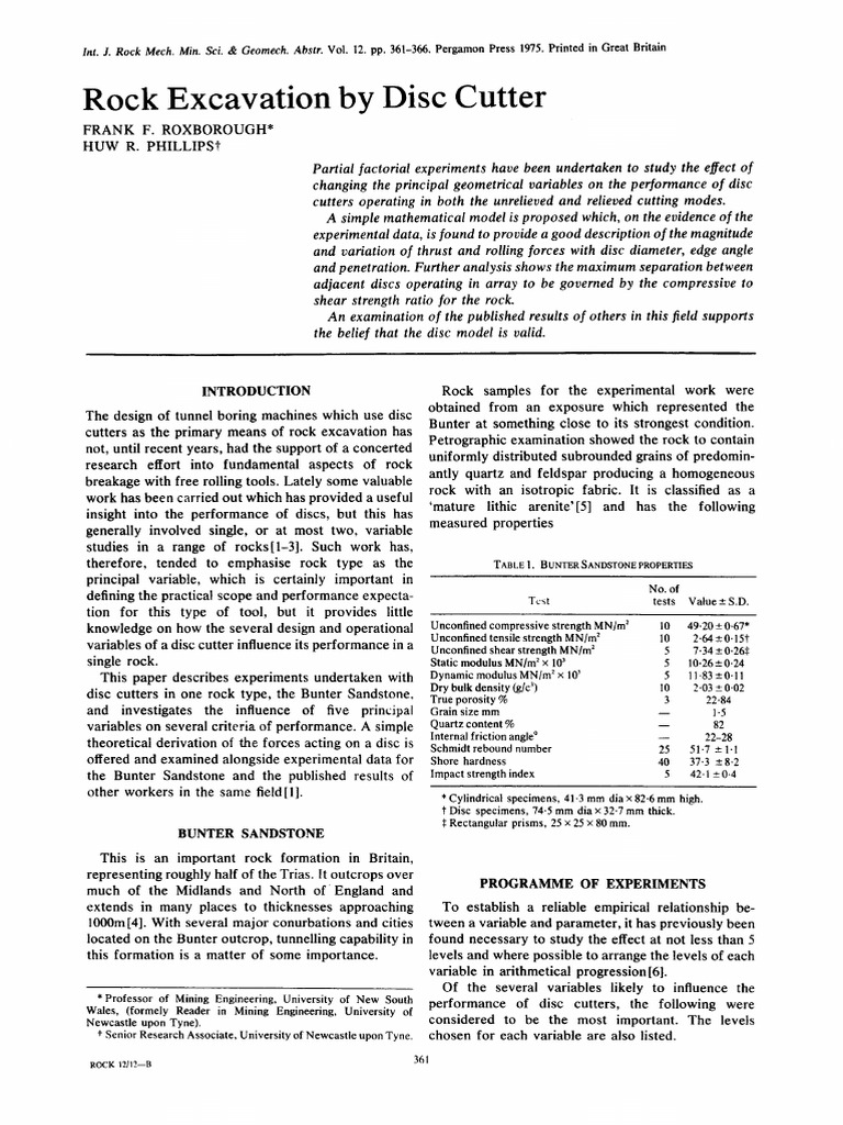 Rock Cutting by Disc Cutters | PDF | Yield (Engineering) | Force