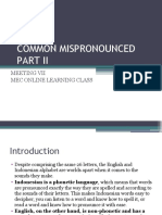 Common Mispronounced: Meeting Vii Mec Online Learning Class
