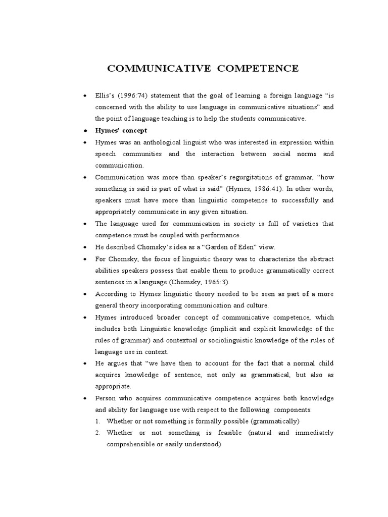 Understanding Communicative Competence | PDF | Cybernetics | Linguistics