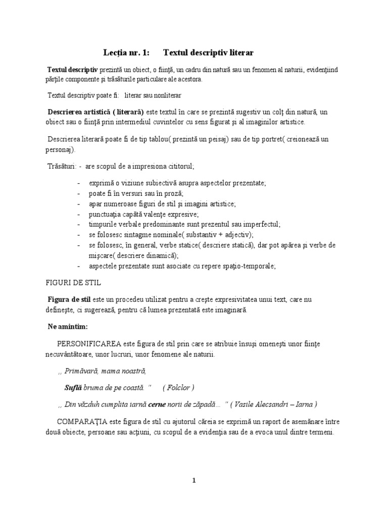 Literar Descriptiv | PDF