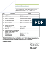 Application Form For Issue of Record Book For Submission of Application Under Deemed Sanction and Occupancy