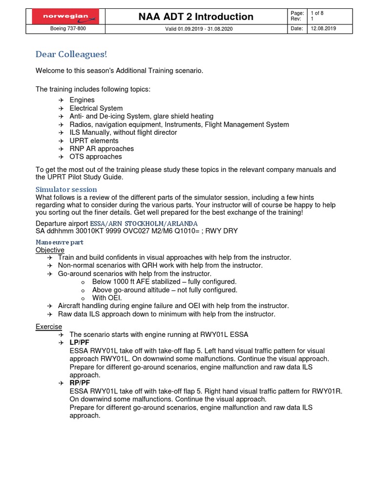 ADT 2 Simulator Training Overview | PDF | Flight Dynamics (Fixed Wing ...