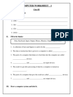 Computer Worksheet - 1: Class III I. Give The Full Form of