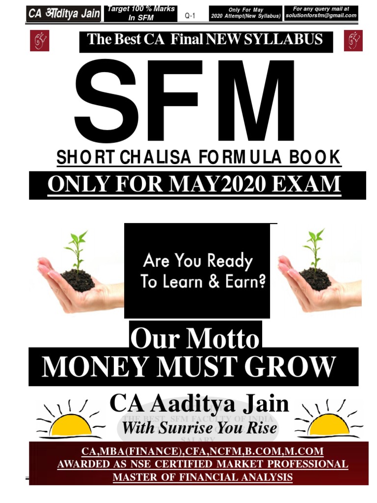 Very Short Formula SFM FOR MAY 2020 | PDF | Bond Duration | Bonds (Finance)