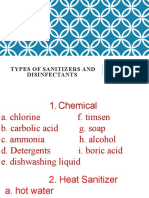 Types of Sanitizers and Disinfectants