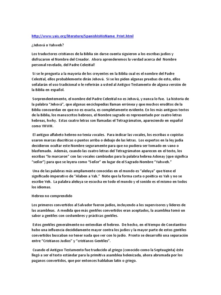 El Nombre Inefable Tetragrammaton Jehova