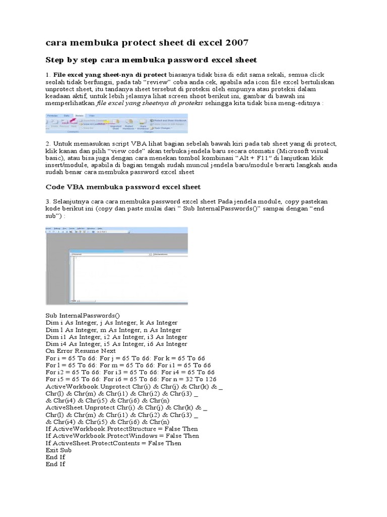 Cara membuka protect sheet di excel pdf