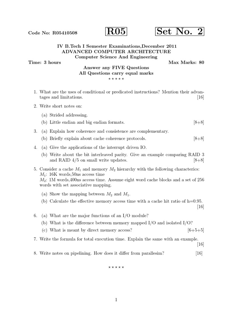 Advanced Computer Architecture Exam Guide | PDF | Cache (Computing ...