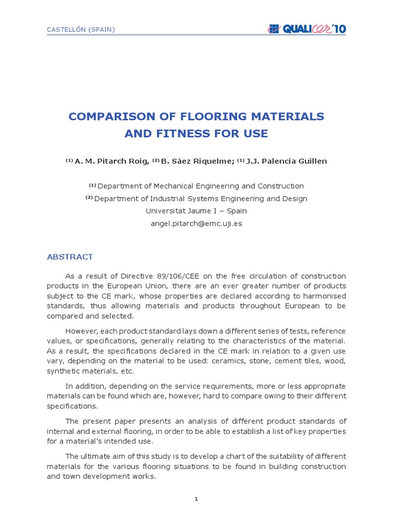 Flooring Materials Comparison Guide | PDF | Flooring | Pottery