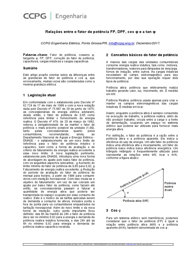 Relações Entre FP e Cos Fi | PDF | Energia elétrica | Potência (Física)