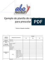 Ejemplo de Planilla de Evaluación para Prescolar