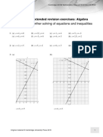 Answers To Extended Revision Exercises: Algebra: Worksheet 14: Further Solving of Equations and Inequalities