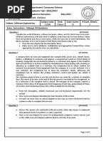 Department: Computer Science Academic Year: 2016/2017 Academic Semester: May-2017 Level: Diploma