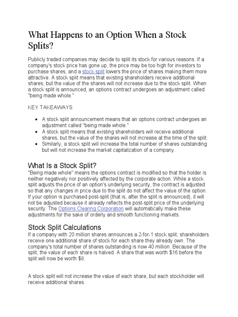 What Happens To An Option When A Stock Splits PDF Stocks Option
