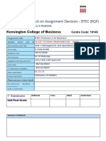 Summative Feedback On Assignment Decision - BTEC (RQF) : Higher Nationals