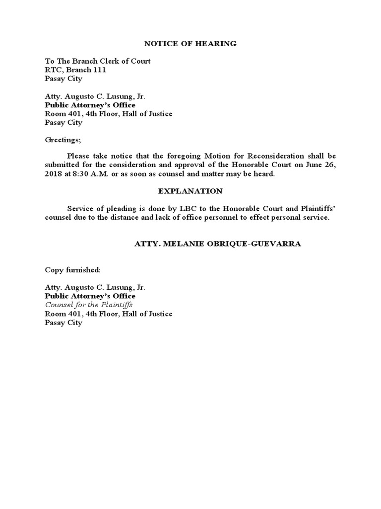Notice of Hearing PDF