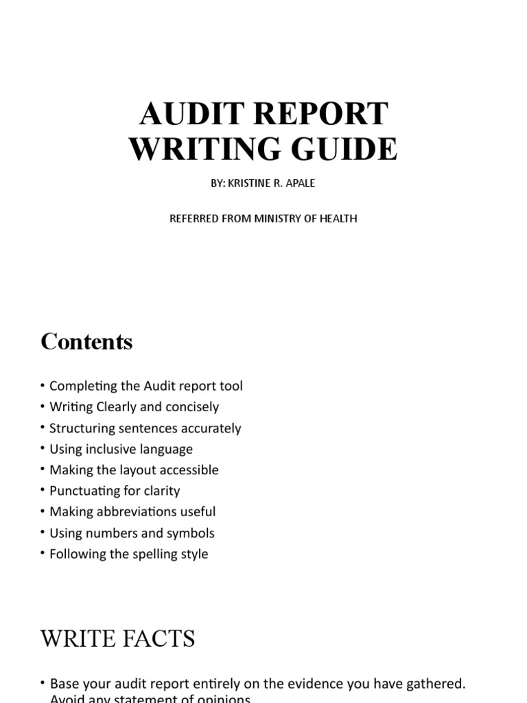 Writing An Effective Audit Report Pdf