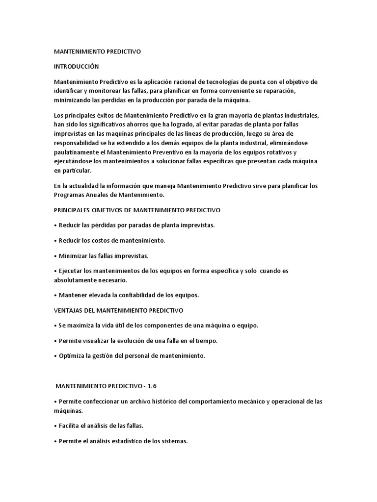 Mantenimiento Predictivo Pdf Engranaje Ingeniería De Confiabilidad