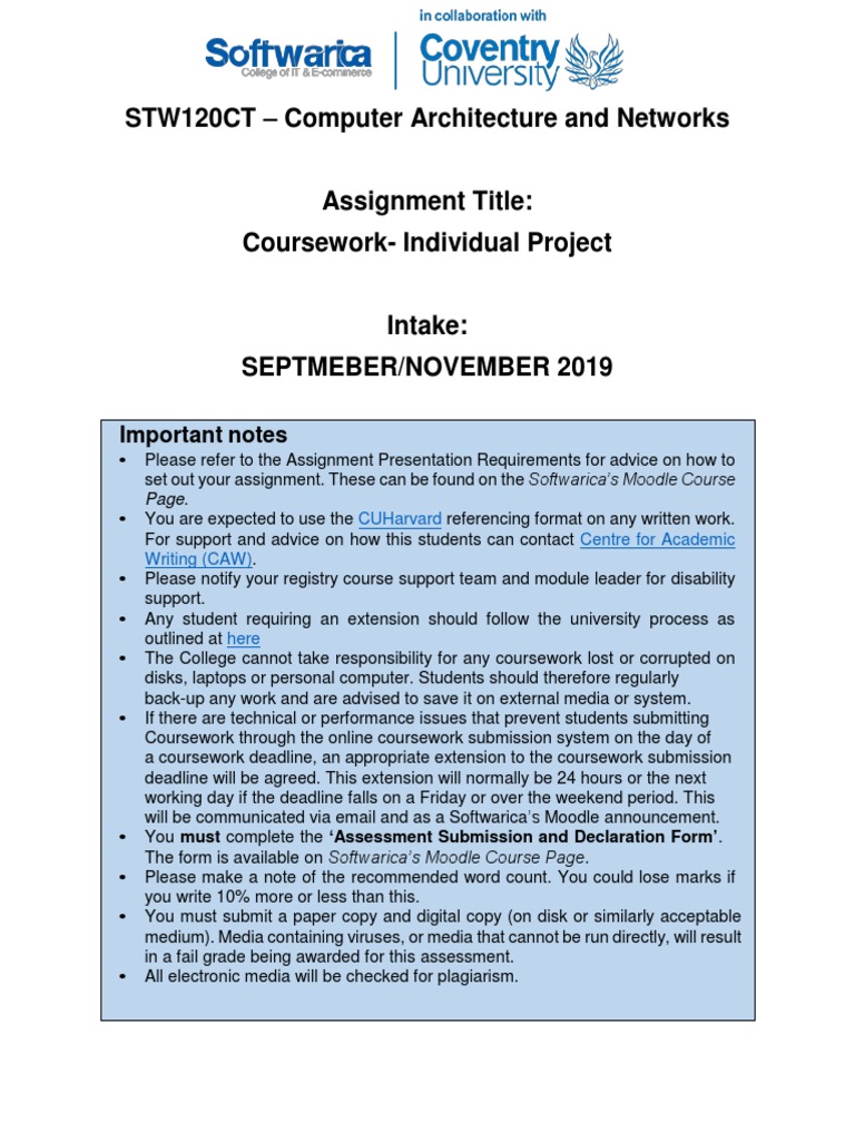STW120CT Computer Architecture and Networks Important Notes PDF