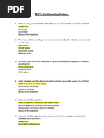 MCQ's For Operating Systems