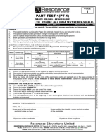 PART TEST-1 (PT-1) : Paper-2