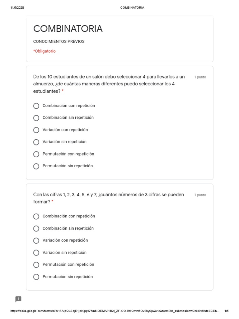 Ejercicios de Combinatoria y Variaciones | PDF | Permutación | Combinatoria