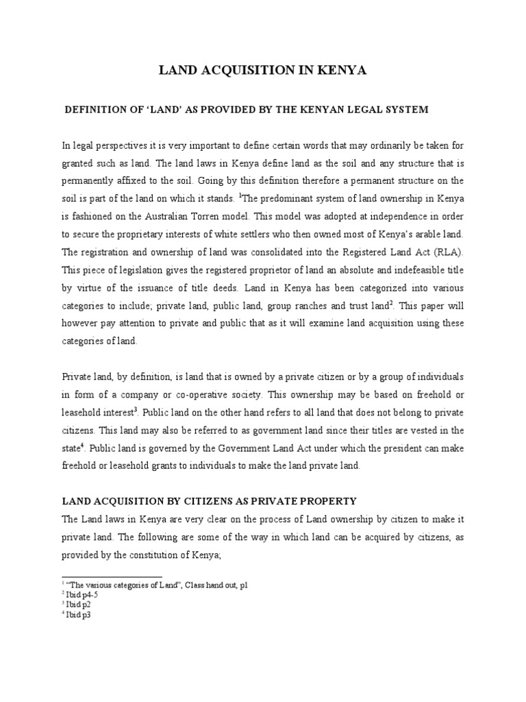 Land Acquisition Methods in Kenya | PDF | Ownership | Property Law