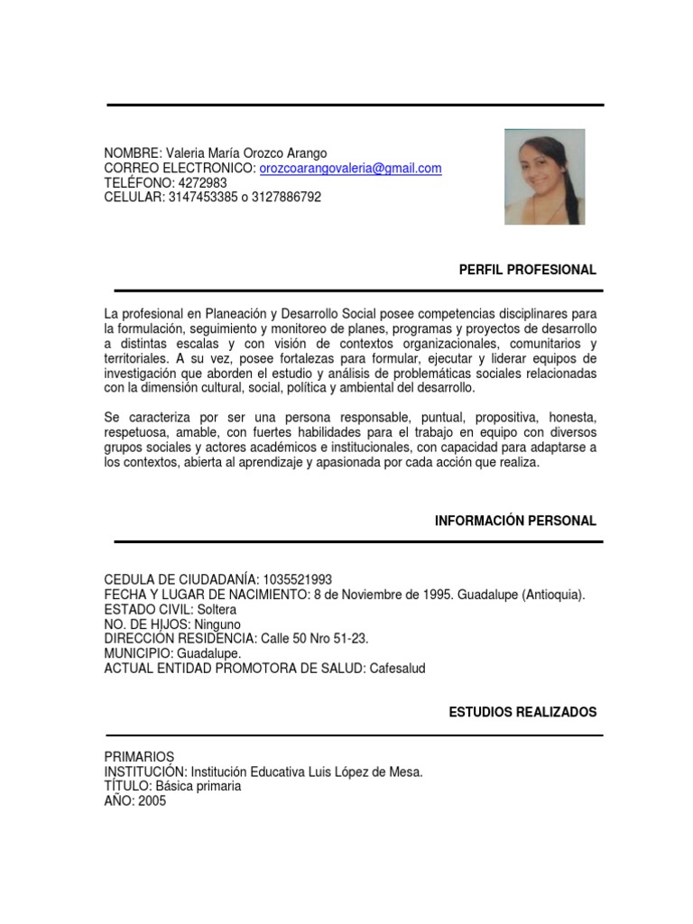 Perfil Profesional de Valeria Orozco | PDF | Contador | Institución