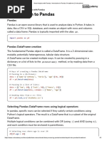 Data Analysis With Pandas - Introduction To Pandas Cheatsheet - Codecademy PDF