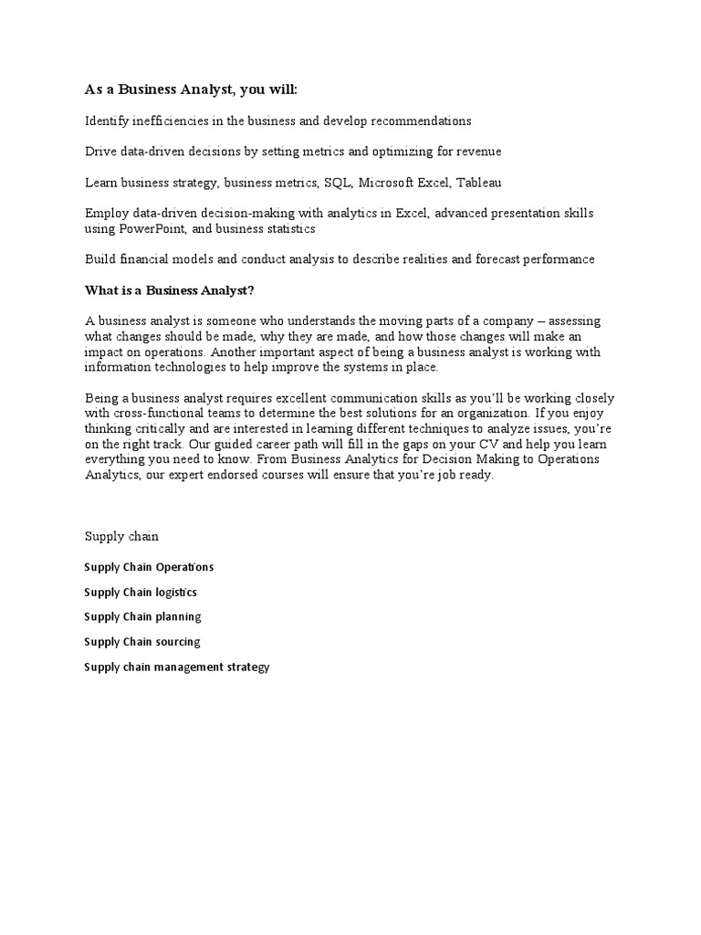 Business Analyst Role and Skills Overview | PDF | Business