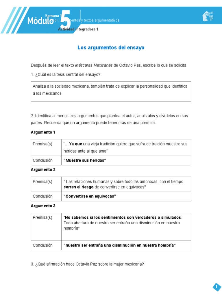 Los argumentos del ensayo actividad integradora 1 pdf
