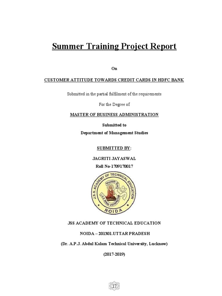 Jagriti CUSTOMER ATTITUDE TOWARDS HDFC CREDIT CARDS | PDF | Reserve ...