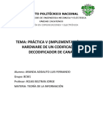 Tema: Práctica V (Implementación en Hardware de Un Codificador Y Decodificador de Canal