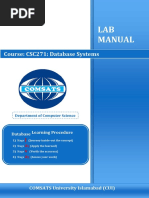 LAB Manual: Course: CSC271: Database Systems