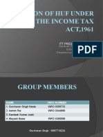 Taxation of Huf Under The Income Tax ACT, 1961: Itt Presentation