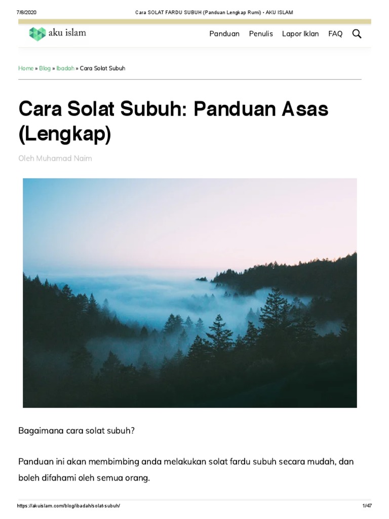 Cara Solat Fardu Subuh Panduan Lengkap Rumi Aku Islam Pdf