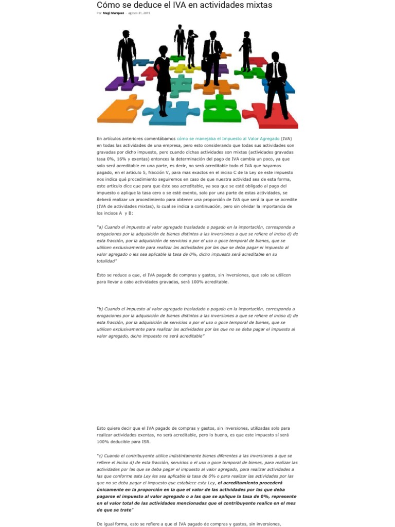 Deducción de IVA en Actividades Mixtas | PDF | Impuestos | Economias