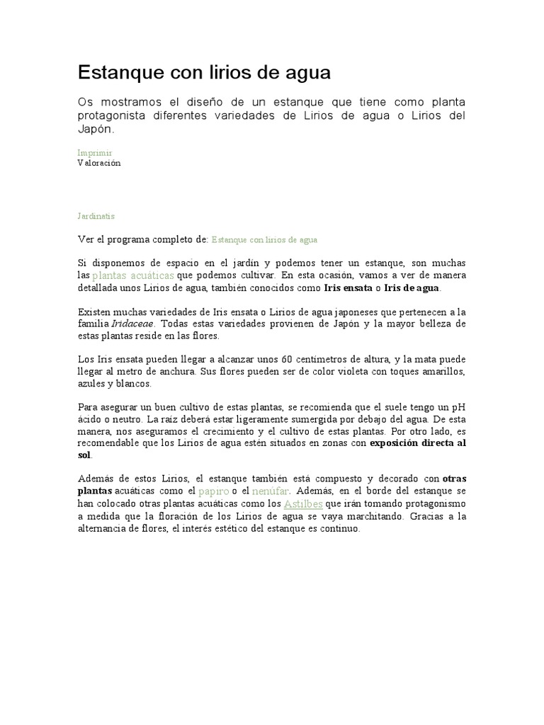 Estanque Con Lirios de Agua | PDF | Cocina, comidas y vino, image size:768x1024