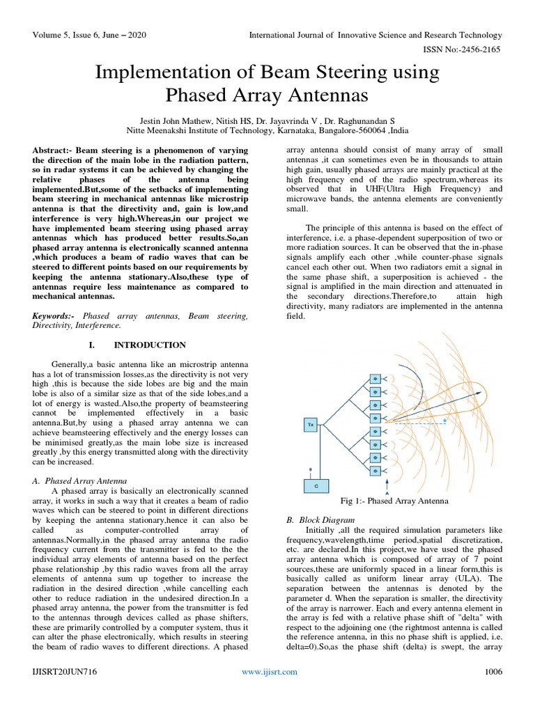 Implementation of Beam Steering Using | PDF | Antenna (Radio) | Radio